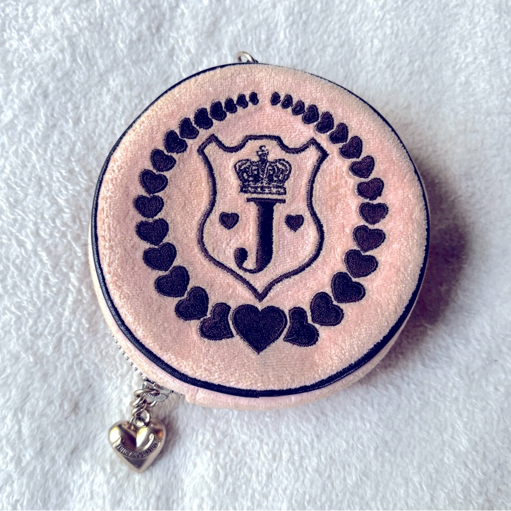 Y2K Vintage Juicy Couture Pink Velour Round Canteen Queen of Couture